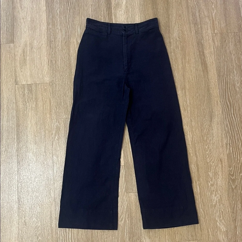 Apiece Apart Merida Navy Pants High Rise Sailor Cropped Trousers size 2 - Picture 5 of 11